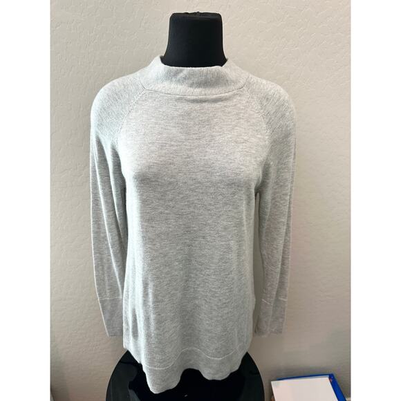 HALOGEN | Gray Mock Neck Sweater Soft Blend Cashmere | Petite Small - Picture 2 of 6